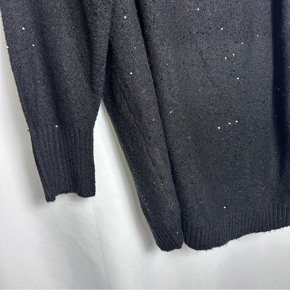 Chico’s NWT Touch of Sparkle Sweater Black Sequins Cowl Neck size 3 XL Holidays - Picture 5 of 9